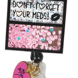 Betsey Johnson pill box id badge reel