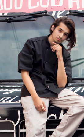 Delray With Mesh Chef Coat in Black